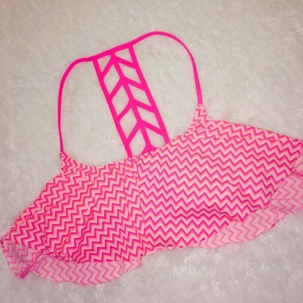 New Y2K PINK by Victoria’s Secret Ladder Back Chevron Bikini Top Size Small